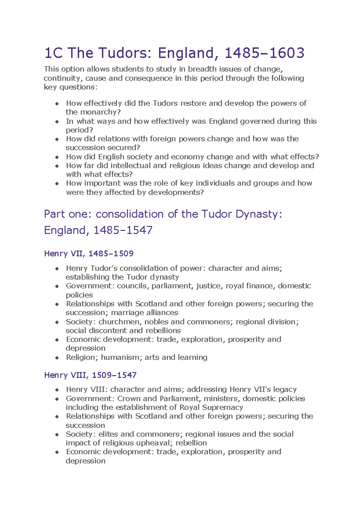 A Level History: The Tudors & Democracy in Germany (AQA Spec) - Studocu