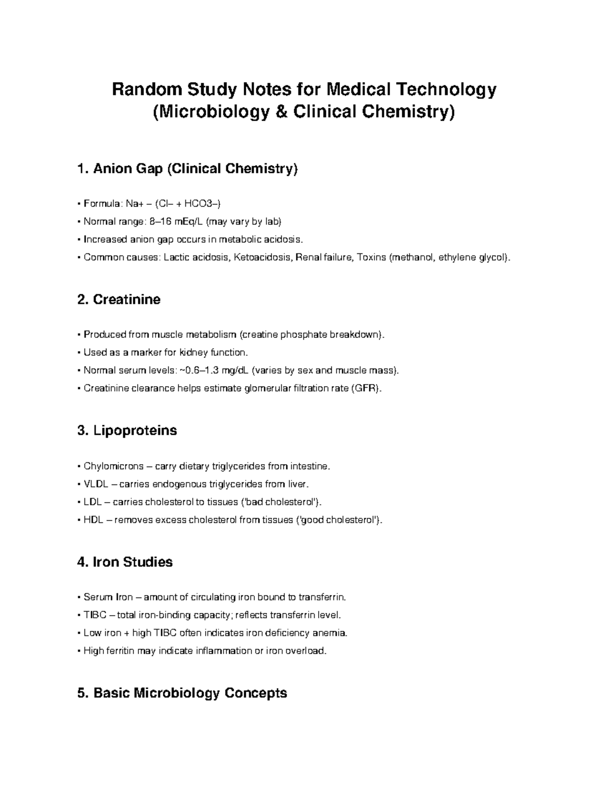 MedTech Study Notes: Microbiology & Clinical Chemistry Insights - Studocu