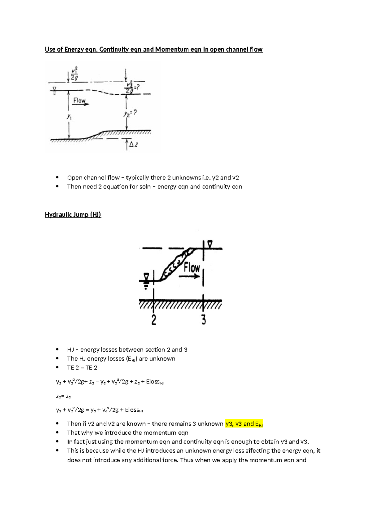 Energy, Continuity, and Momentum Equations in Open Channel Flow (HJ ...