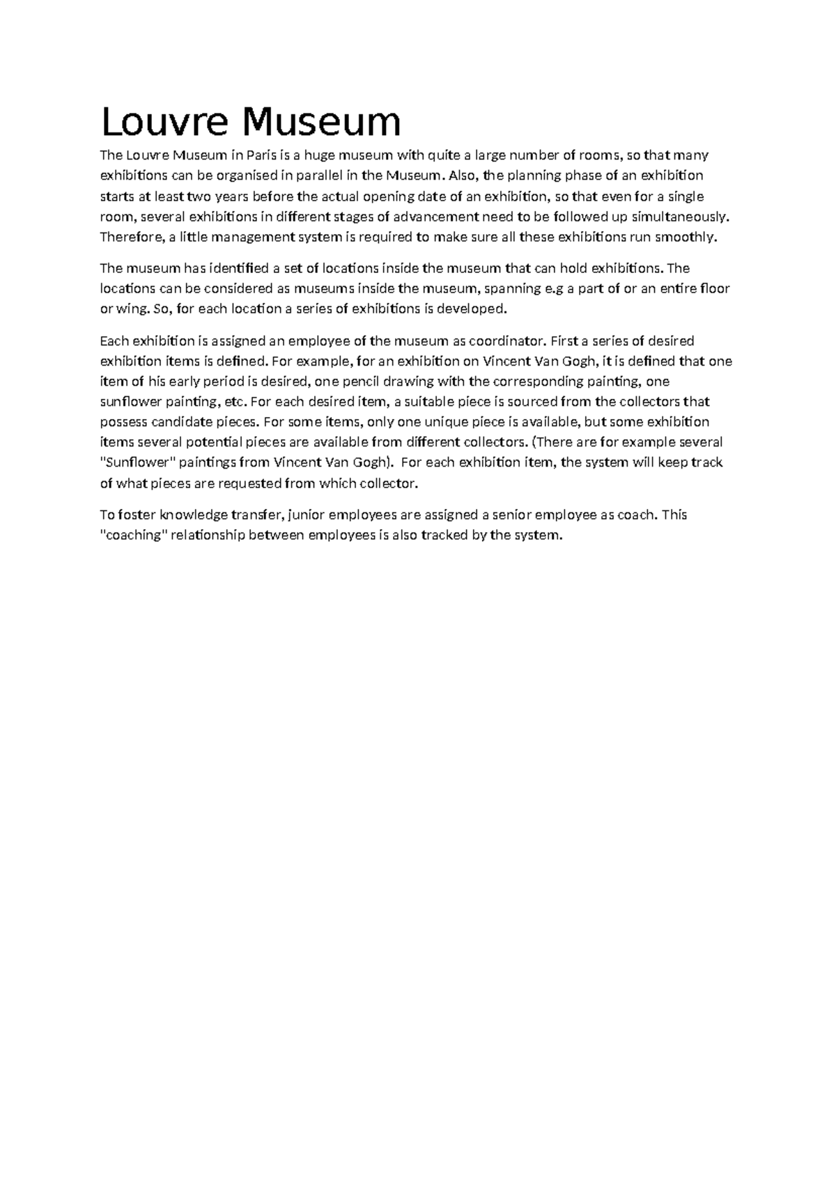 Louvre Museum Case Study: Exhibition Management System - Studocu