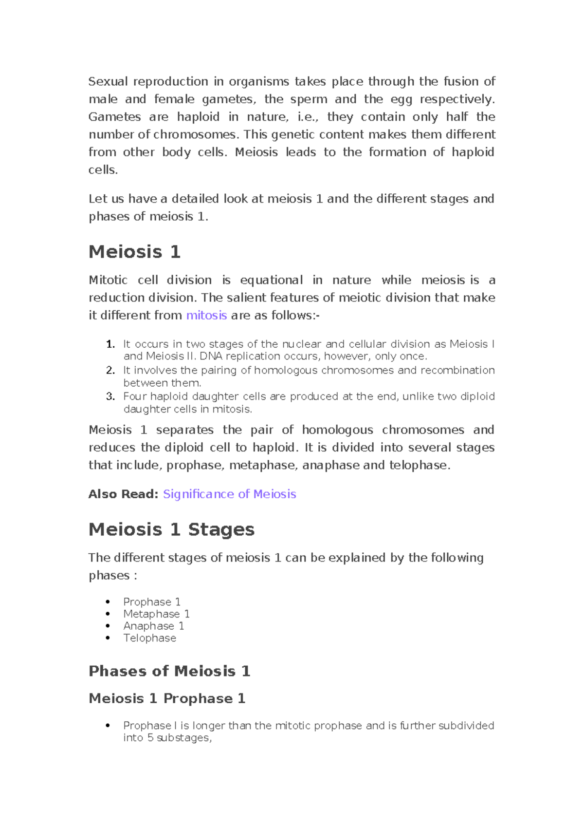 Meiosis I: Stages and Phases in Sexual Reproduction (Bio 101) - Studocu