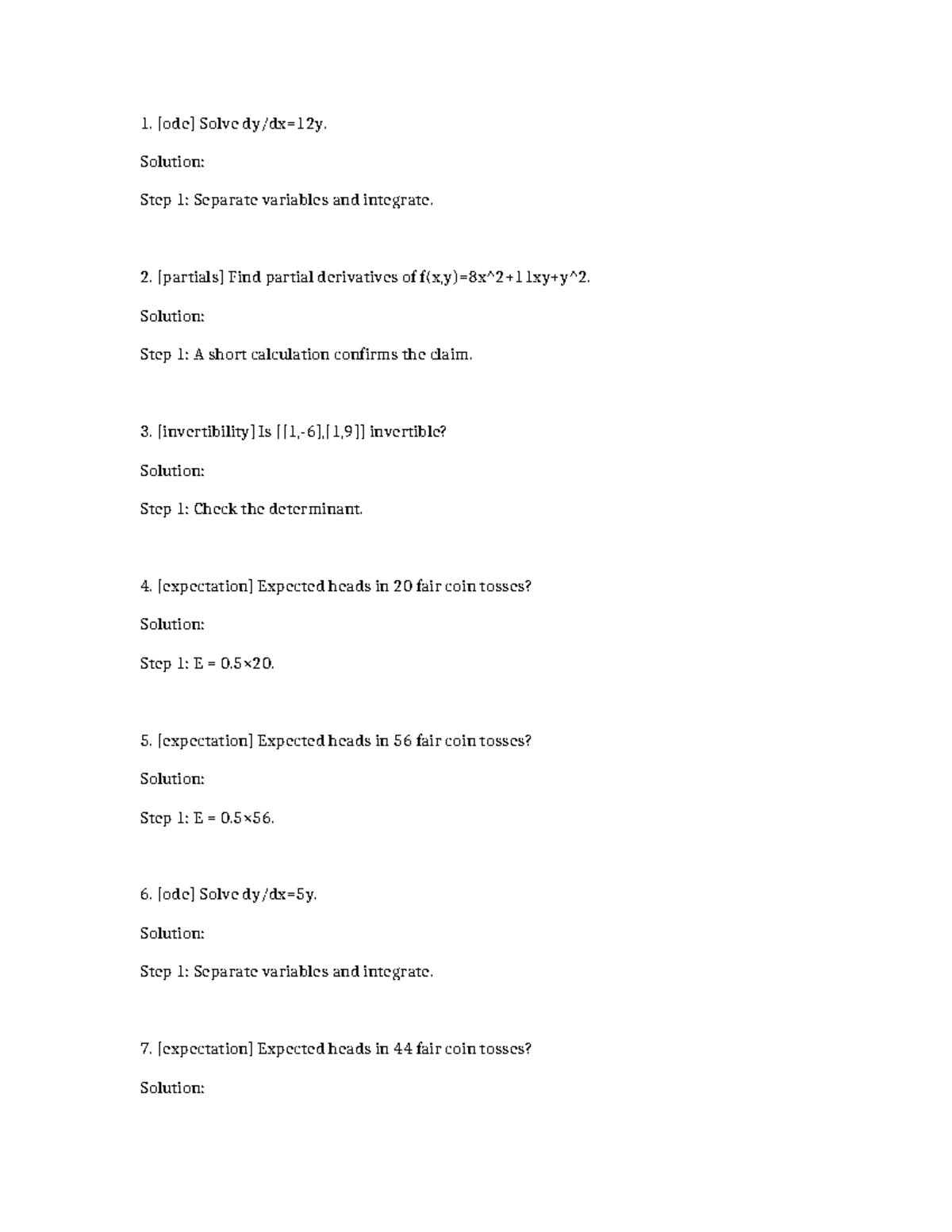 Math 4563 & 4573: Solutions to Variable Separation & Expectations - Studocu