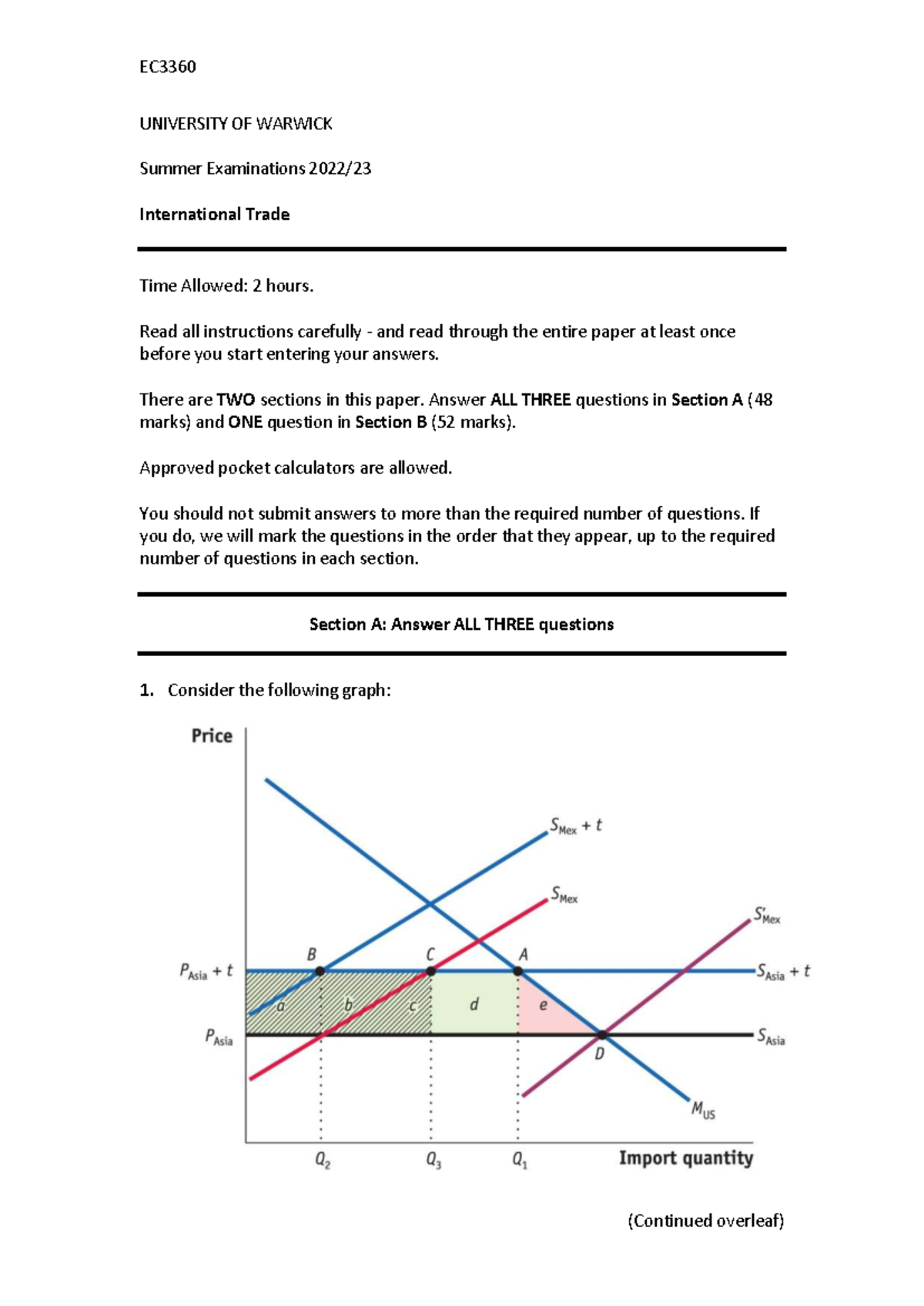 EC3360 International Trade Summer Exam 2023 - 2 Hour Paper - Studocu