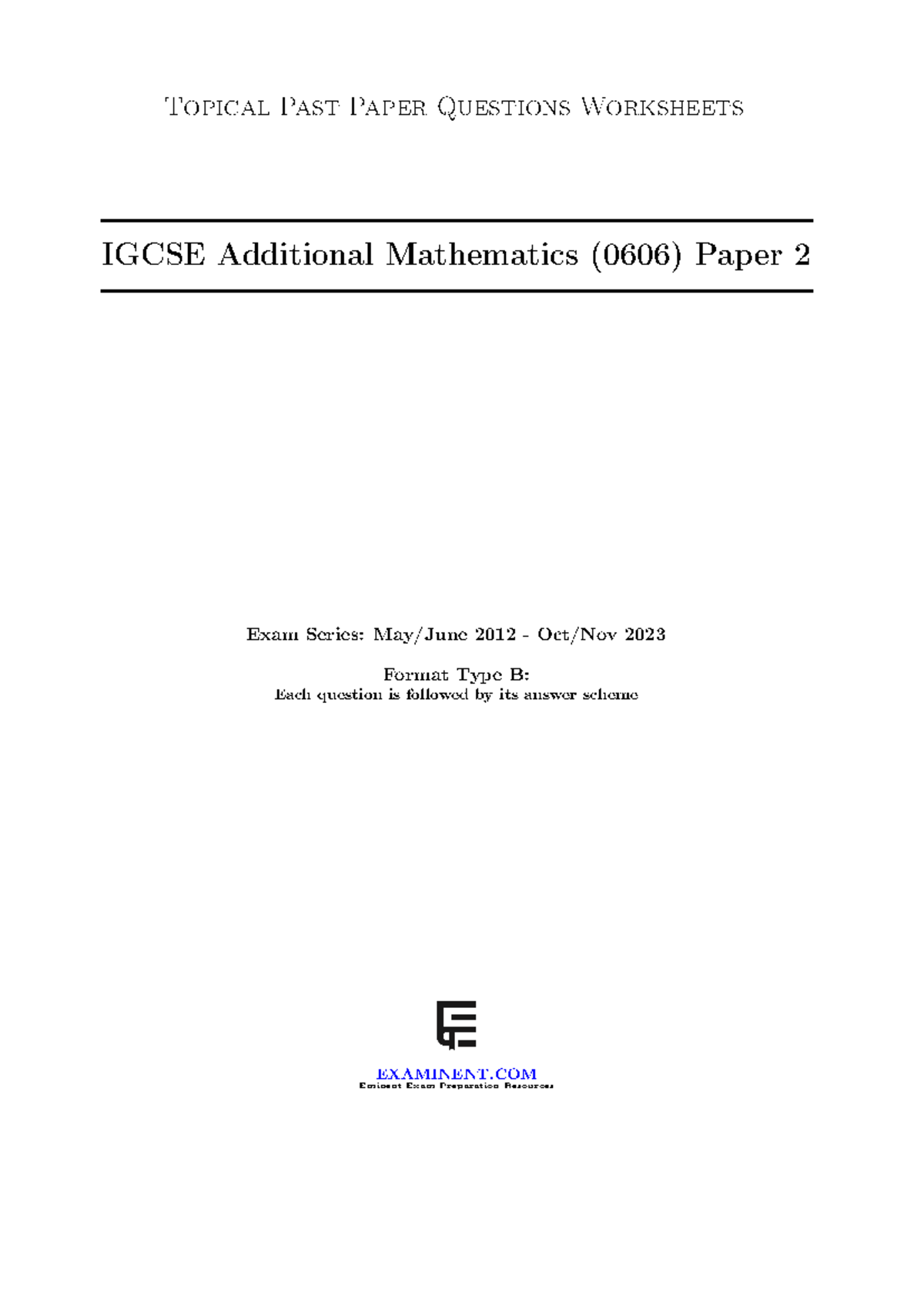 IGCSE Add. Maths (0606) Functions Past Papers May/June 2012-2023 - Studocu