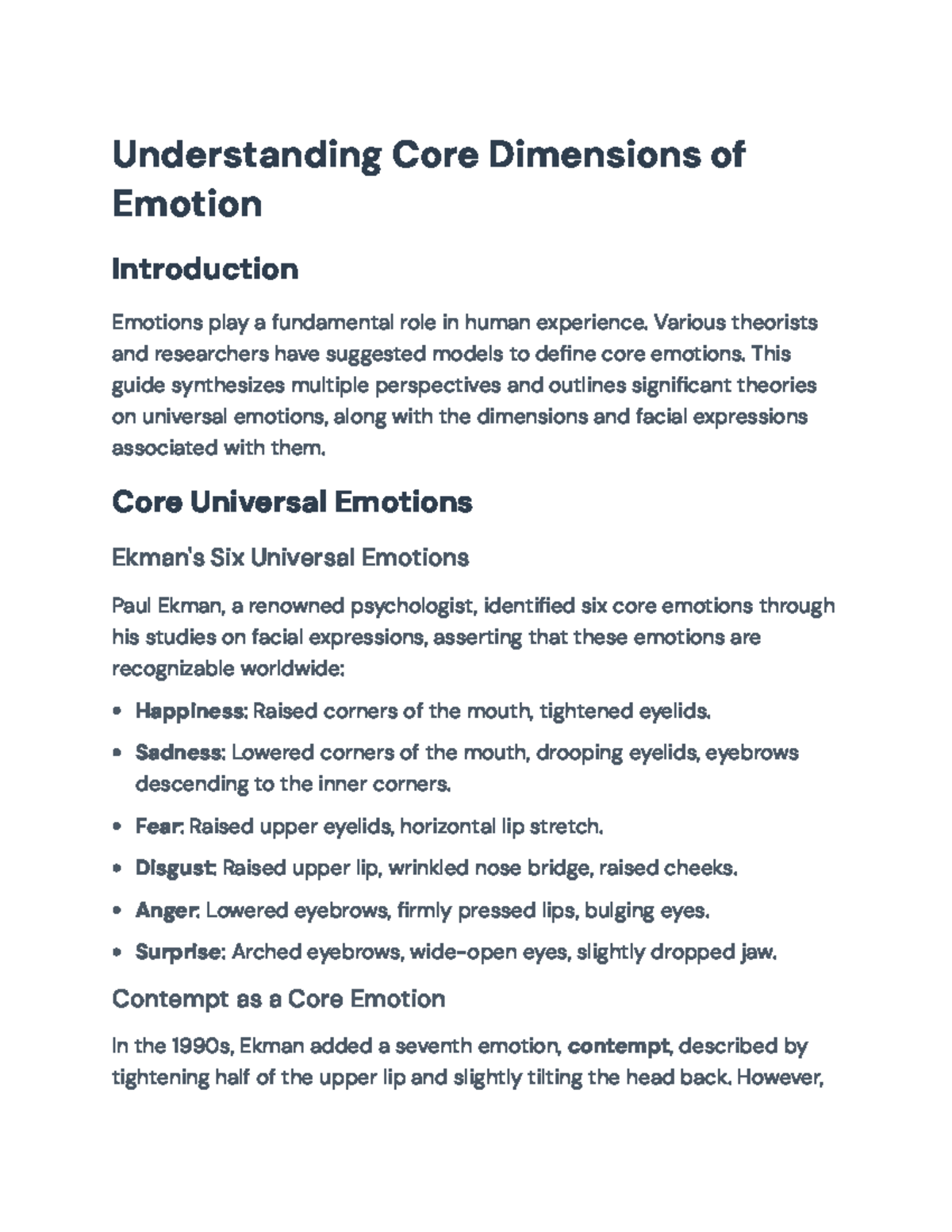 Understanding Core Dimensions of Emotion: Theories and Models Analysis ...