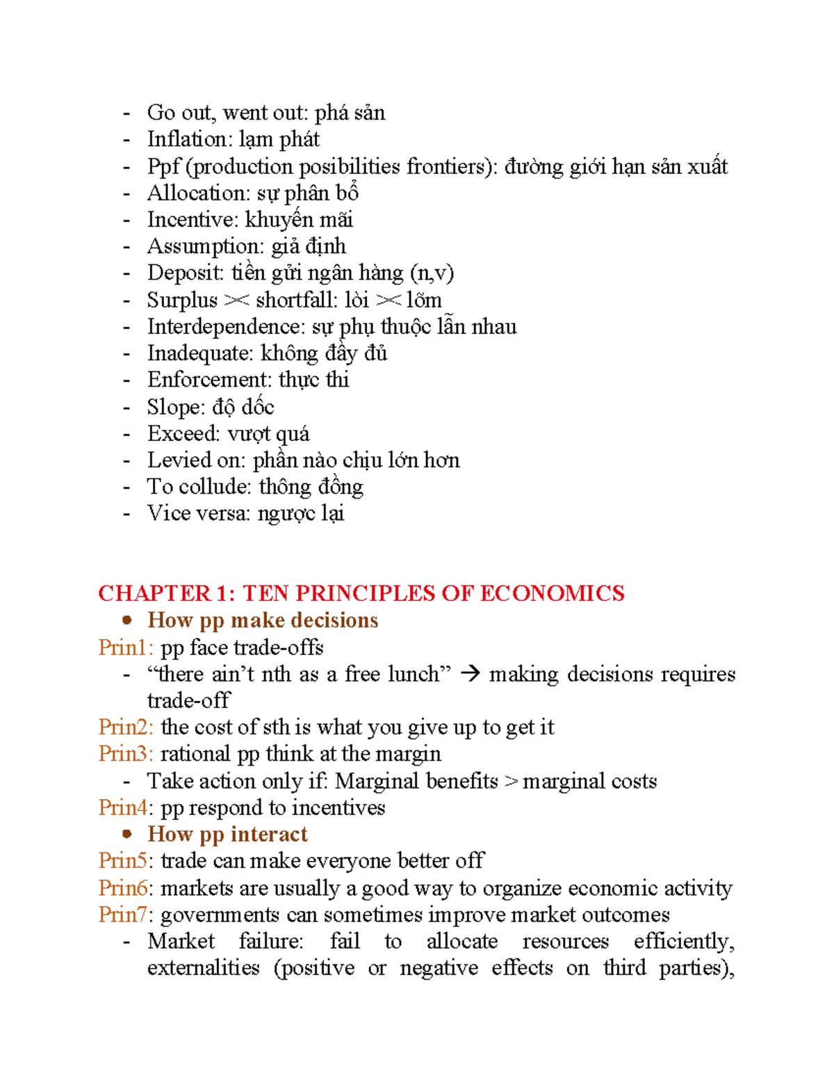 Microeconomics: Key Concepts and Principles (Chapters 1-15) - Studocu