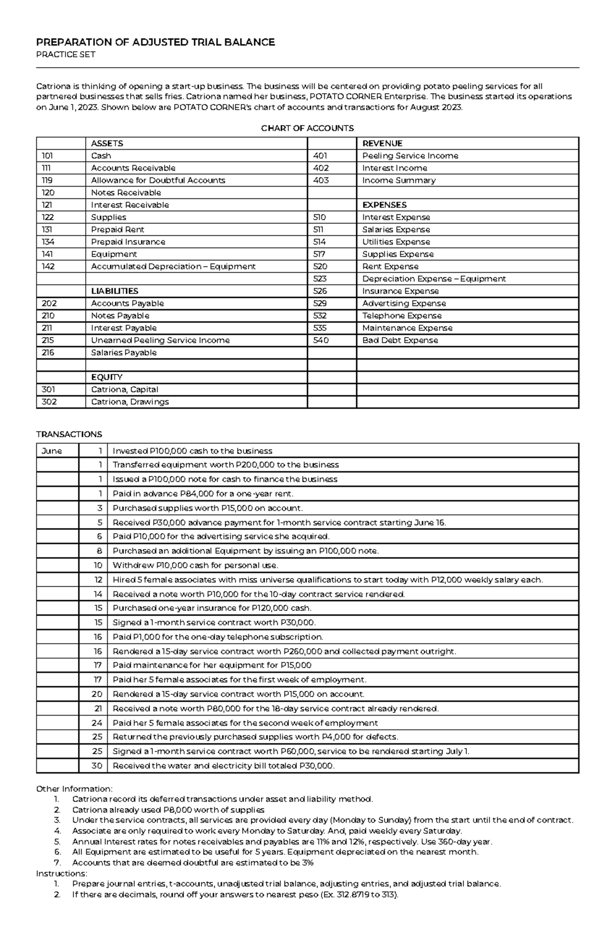 Quiz on Adjusted Trial Balance Preparation with Answer Key - Studocu