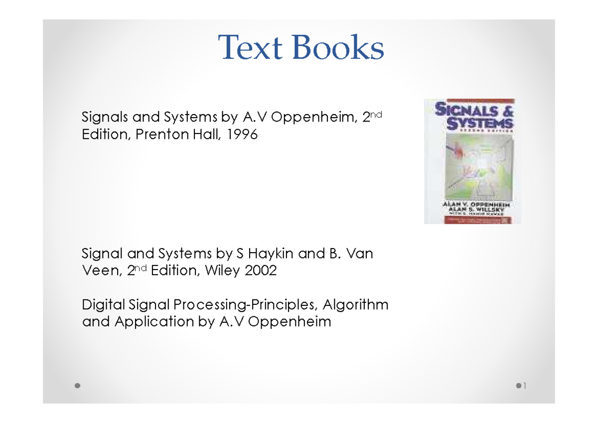 Signals and Systems Lecture 1 Overview and Key Concepts - Studocu