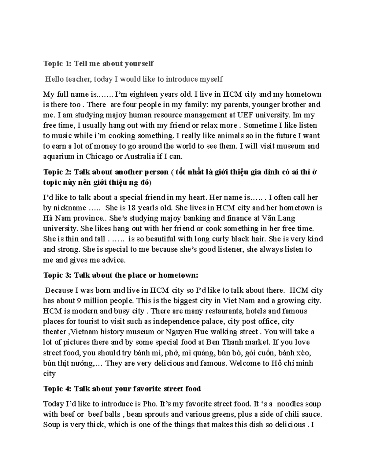 Speaking-test - SPEAKING TEST GUIDELINES SPEAKING TEST FOR GEP 1 ...
