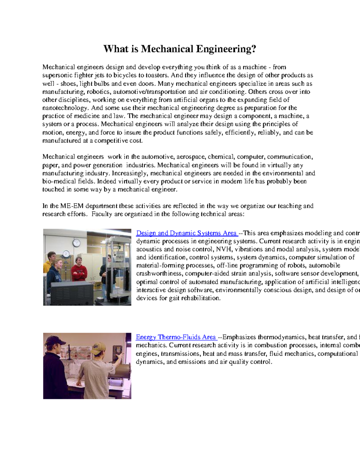 66525325 Mechanical Engineering Overview and Career Insights - Studocu