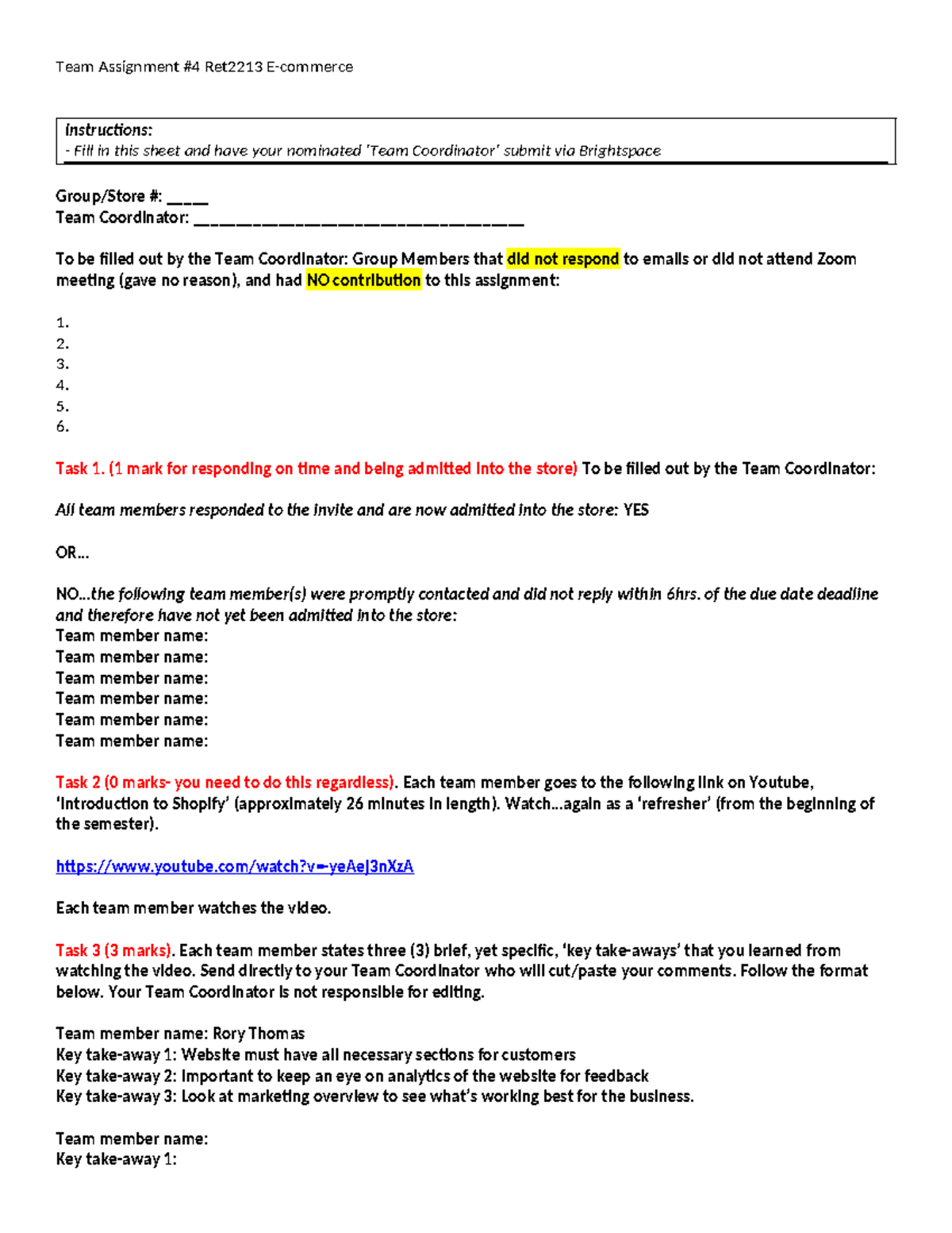 Team Assignment Instructions Ret2213 - Summer 2022 - Studocu