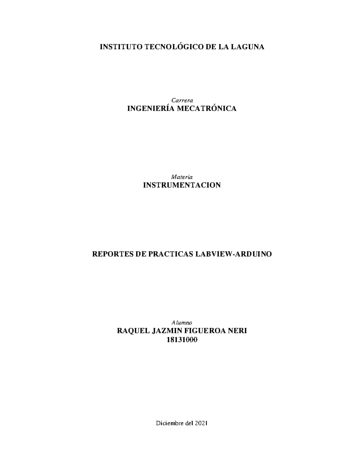 Reporte de Prácticas de LabVIEW y Arduino - Ing. Mecatrónica (18131000) - Document Preview