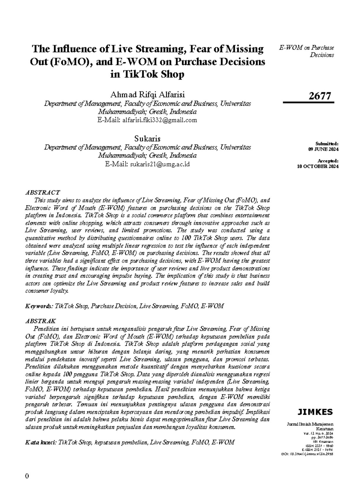 The Impact of Live Streaming and FoMO on TikTok Shop Purchases: A Study ...