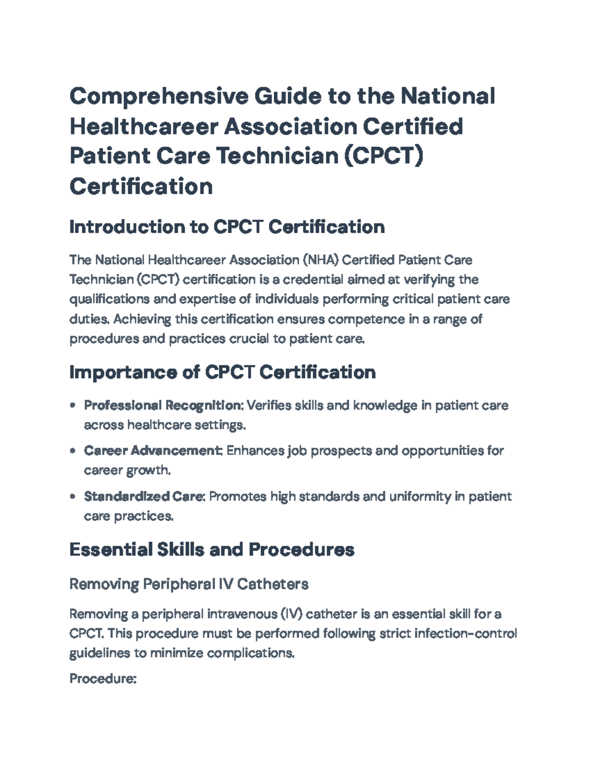 Comprehensive Guide to NHA Certified Patient Care Technician (CPCT ...