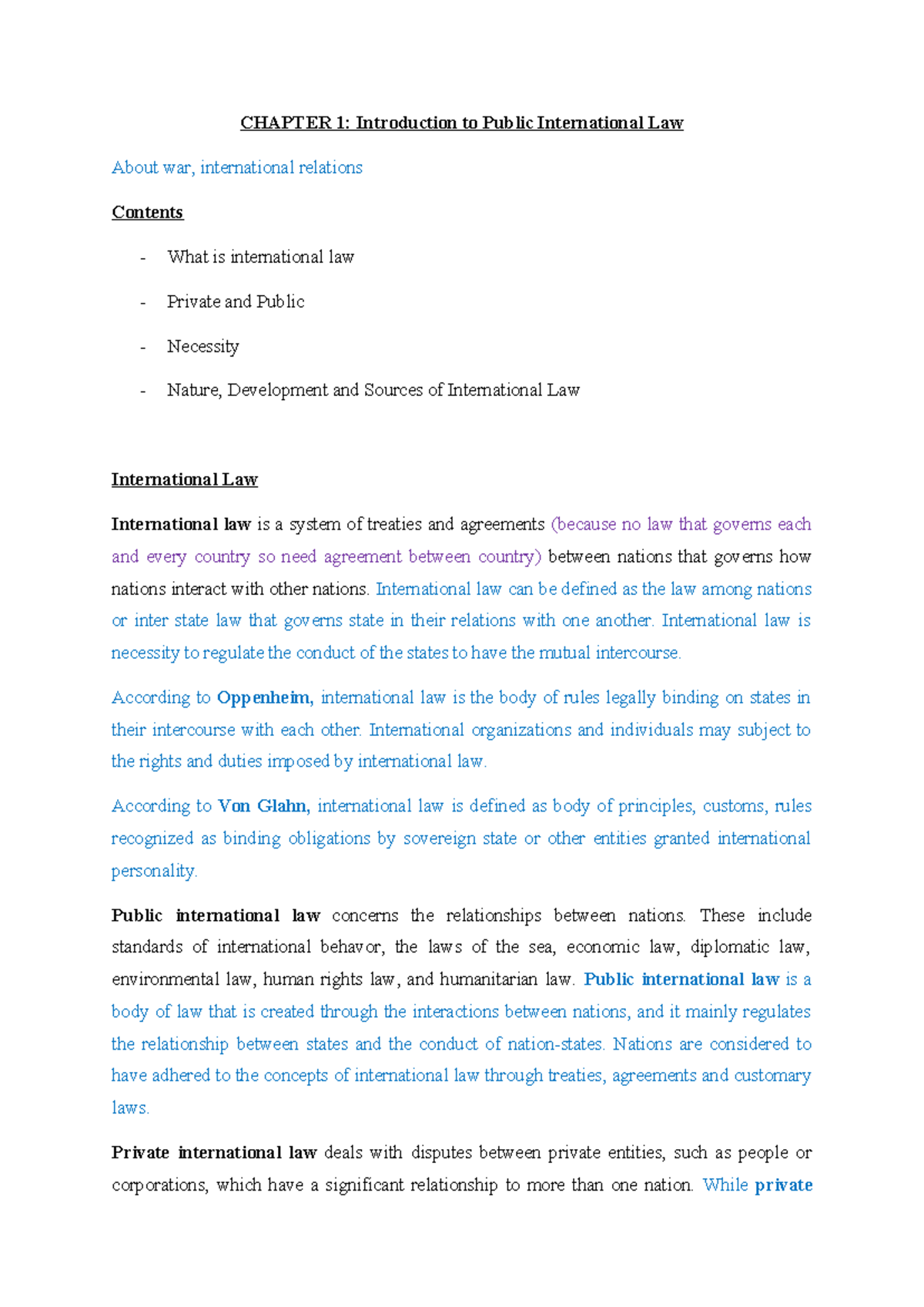 Chapter 1: Introduction to Public International Law Concepts and ...