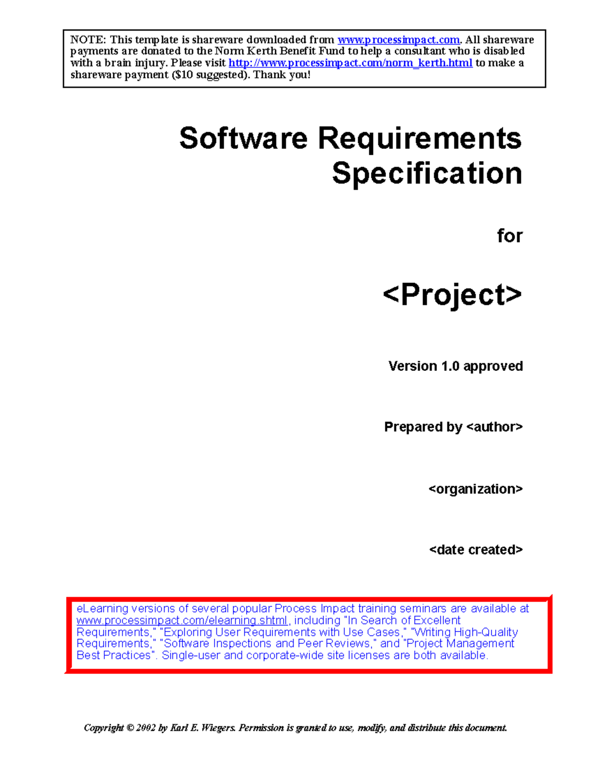 Srs template - noting - Software Requirements Specification for Version ...