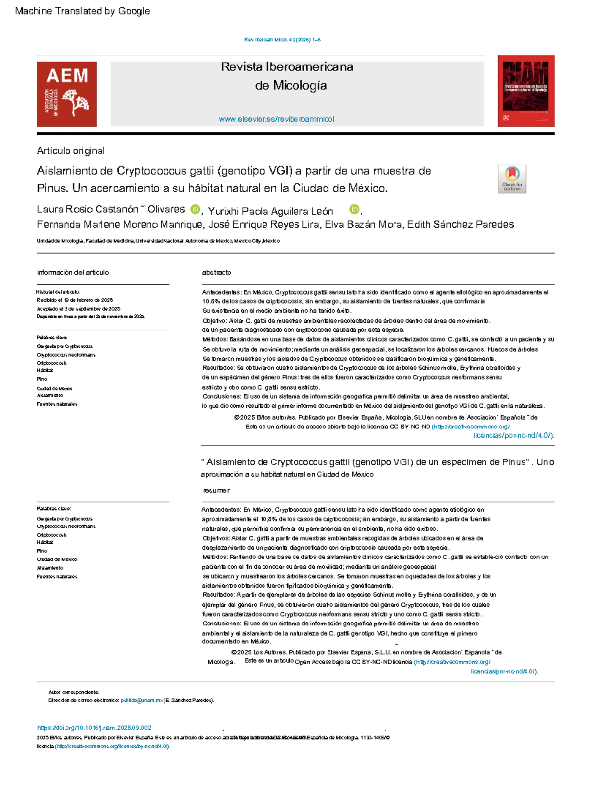 Aislamiento de Cryptococcus gattii (VGI) en Pinus en Ciudad de México ...