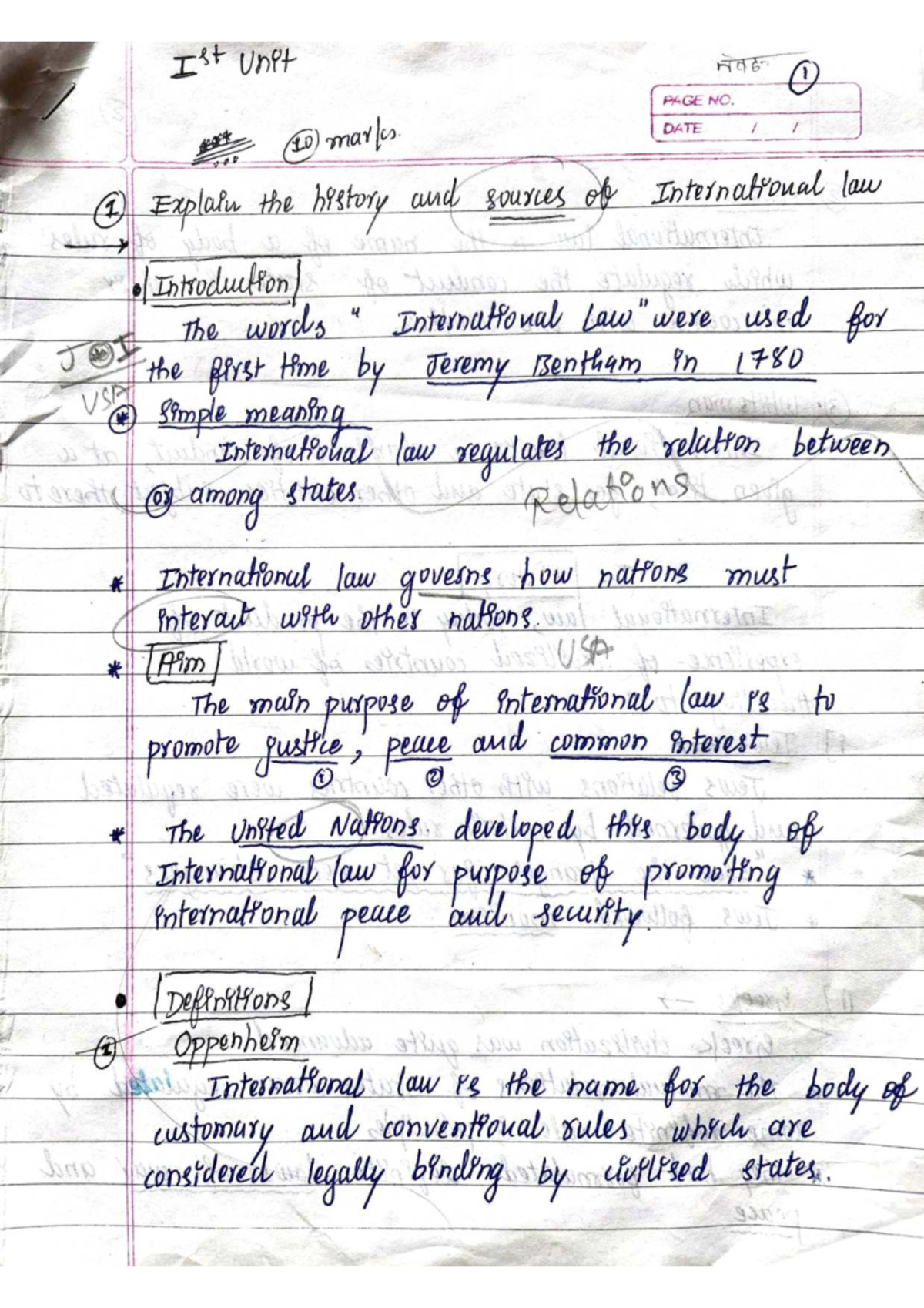 PIL 101: History and Sources of International Law - Unit 1 Notes - Studocu