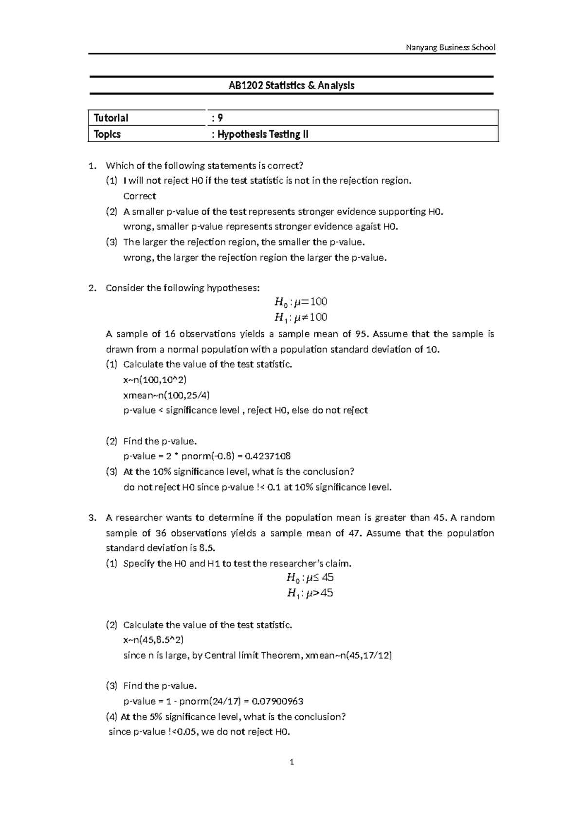 Questions week 9 - student answers to tutorial for reference - AB1202 ...