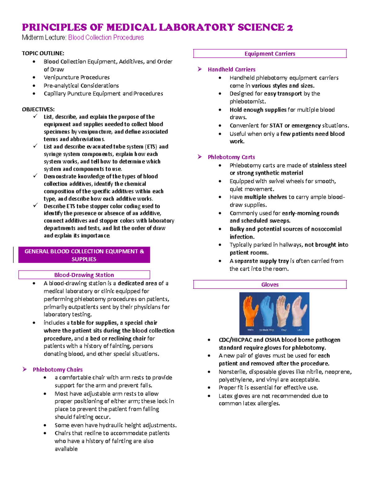 PMLS 2 Midterm Lecture #1 - Overview of Phlebotomy Equipment and ...