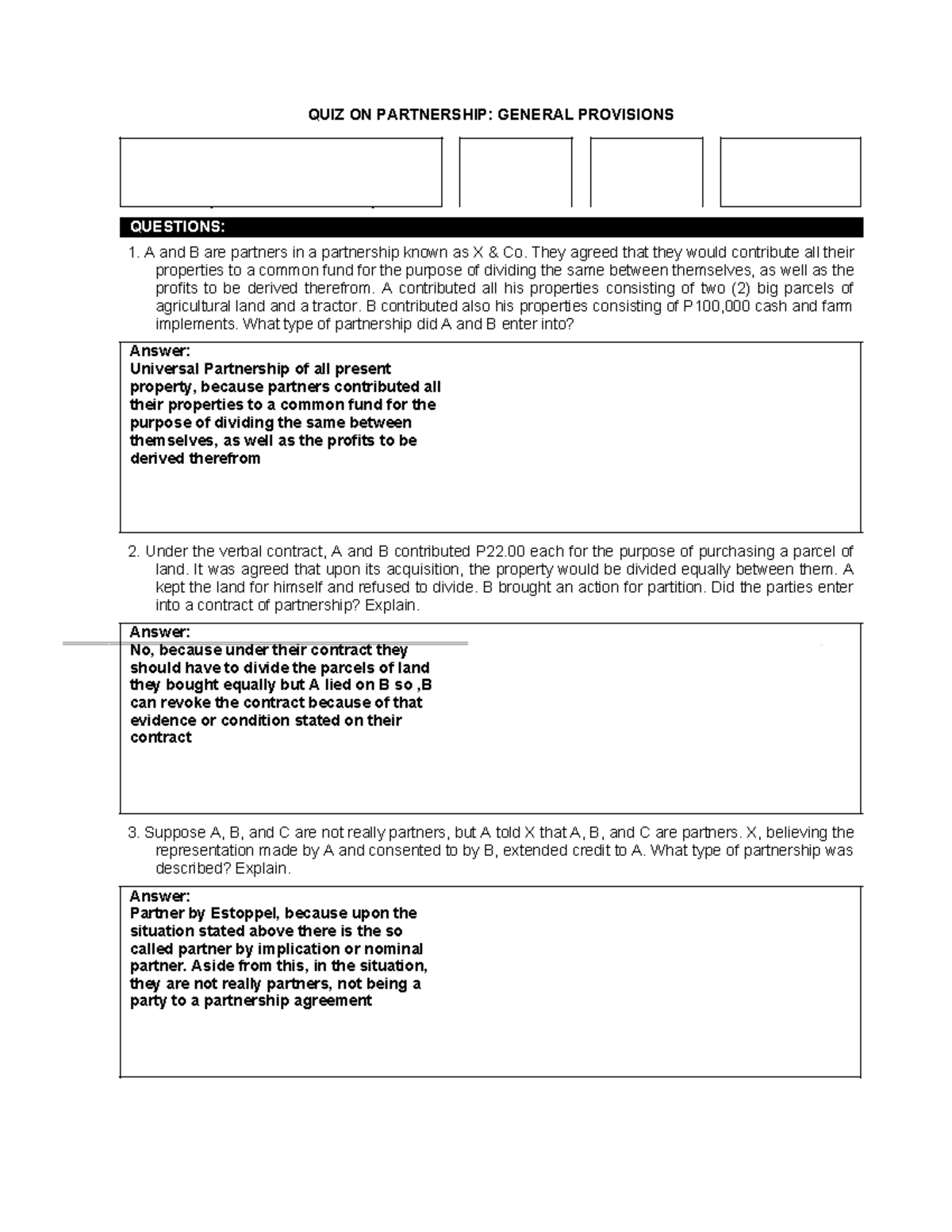 Questions-and-answers-partnership compress - QUIZ ON PARTNERSHIP ...