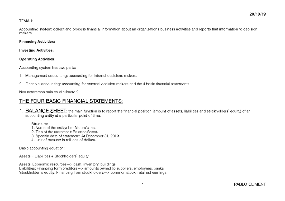 Financial Accounting - Lessons 1-3 Overview and Key Concepts - Studocu