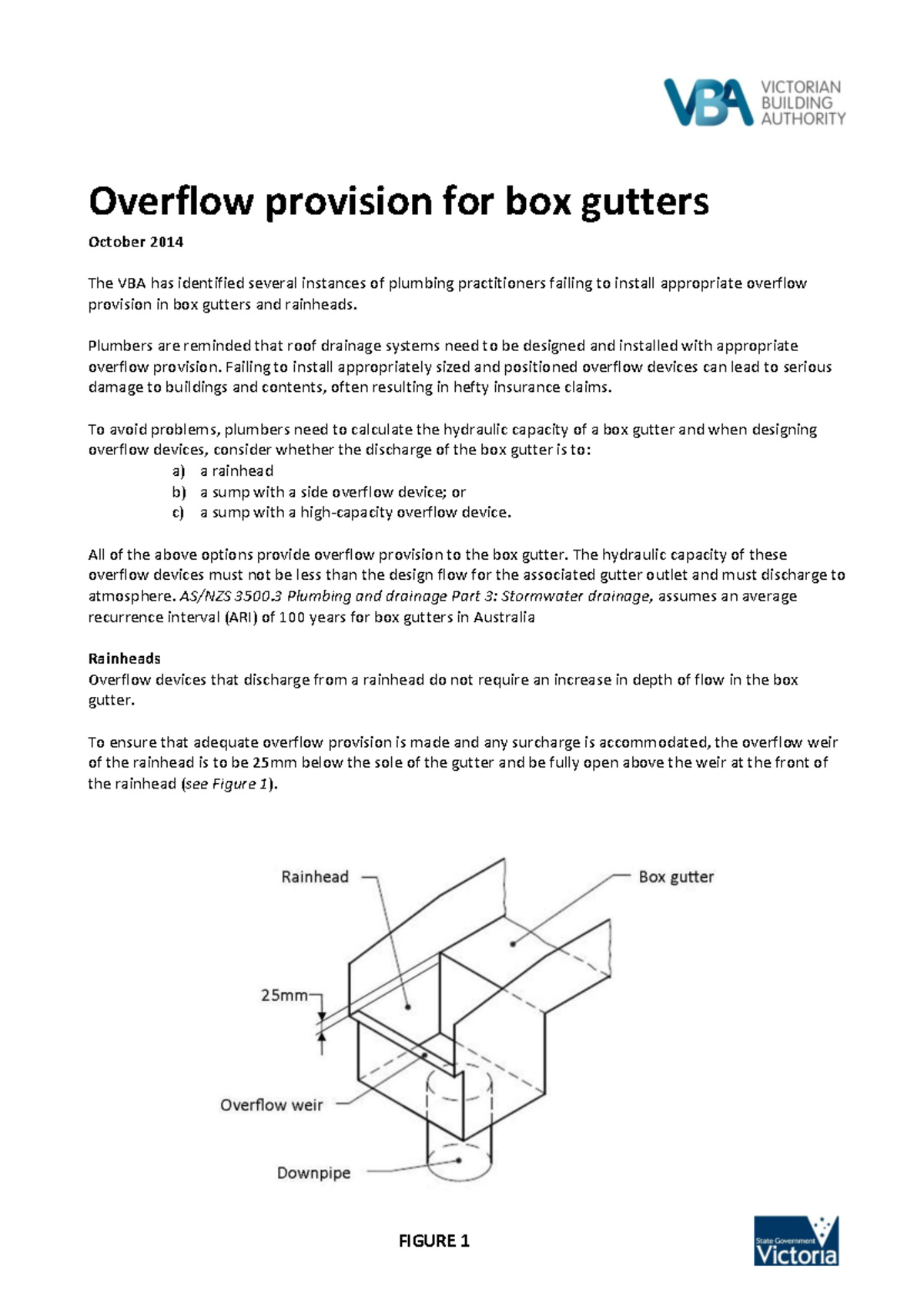 Overflow Provisions for Box Gutters - Plumbing Guidelines 3500.3 - Studocu
