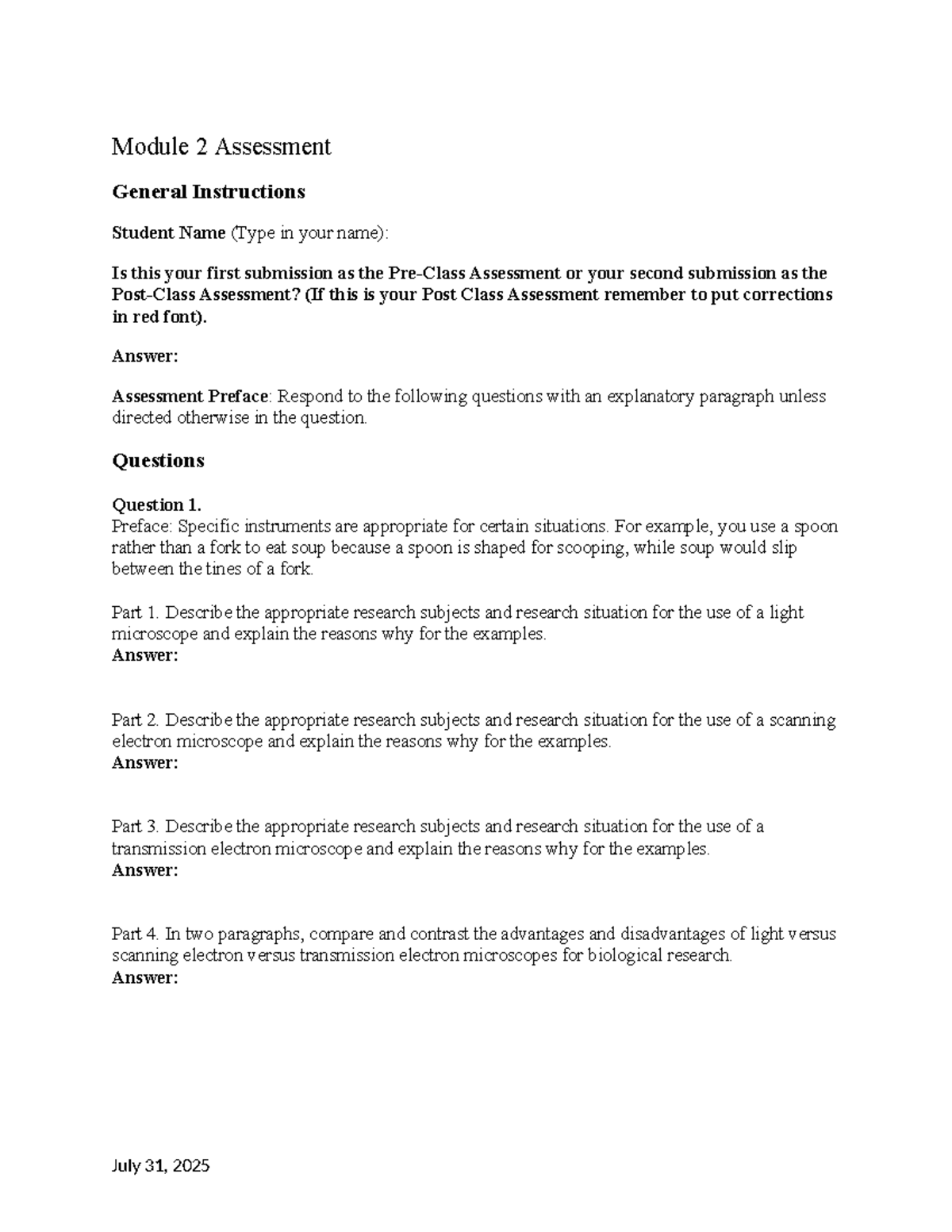 BIO Module 2 Assessment: Microscopy and Prokaryotic Cells Analysis ...