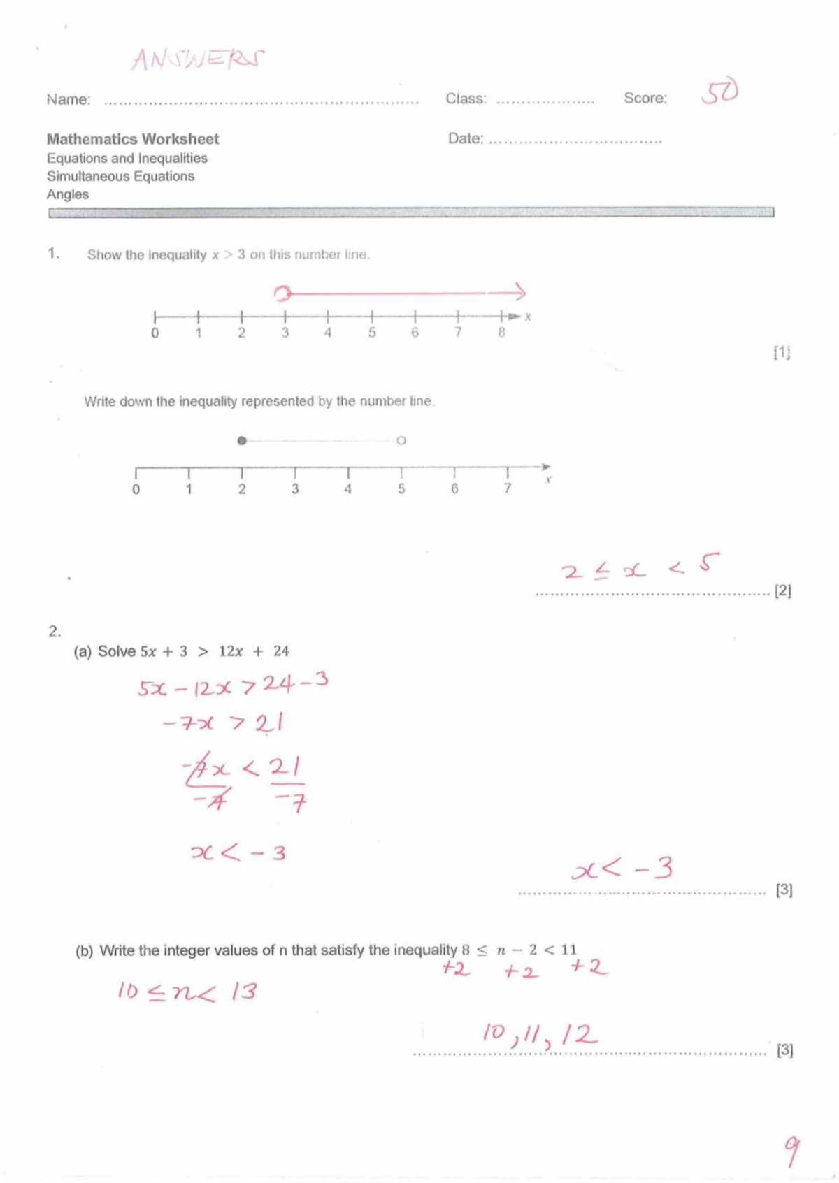 G8 EOS 1 Revision 4: Equations, Inequalities, and Angles Solutions ...