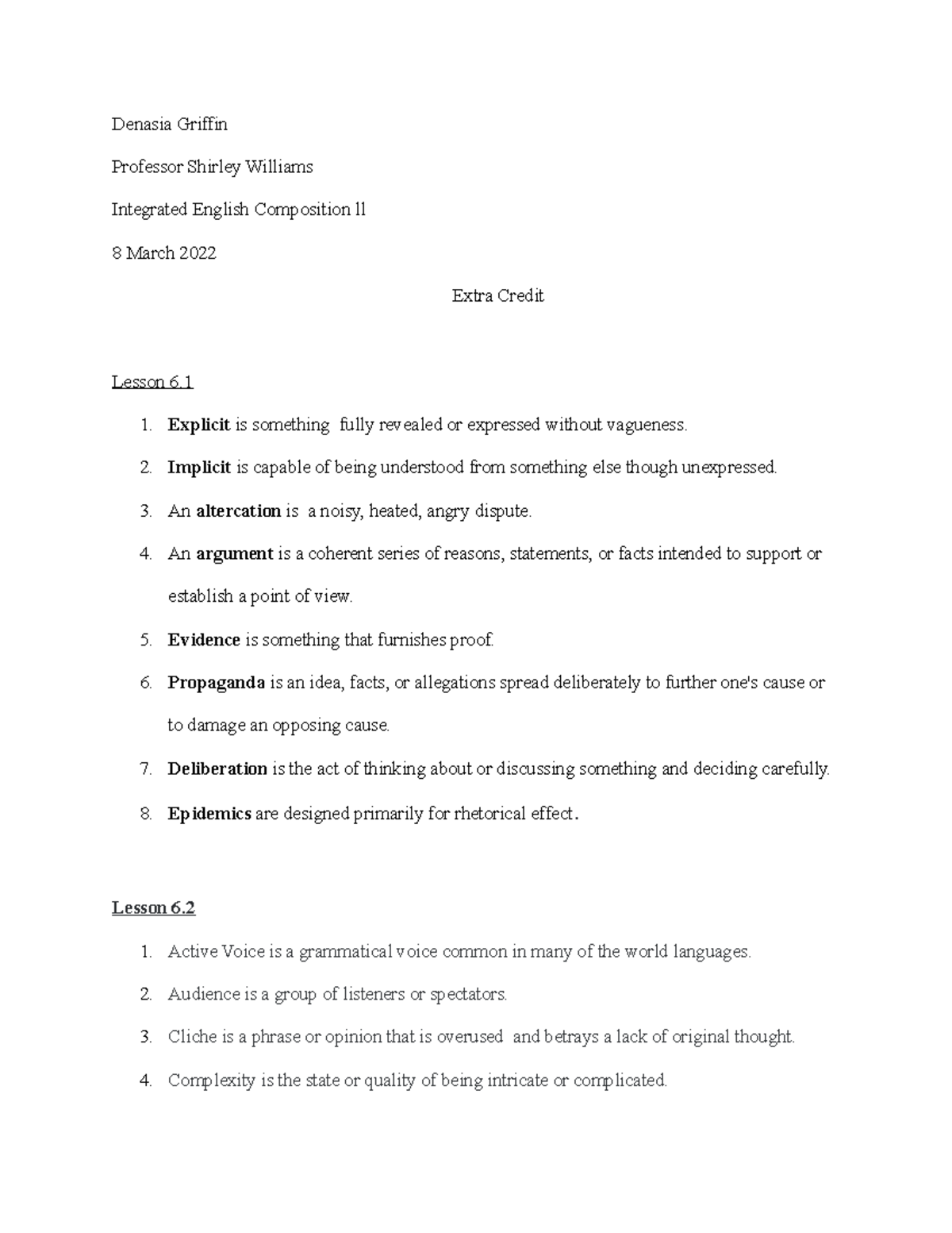 Integrated English Comp II - Lesson 6 Definitions and Concepts - Studocu