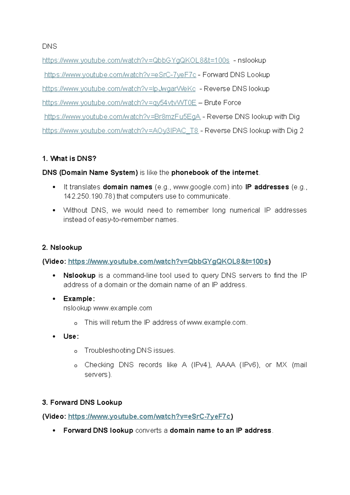DNS Explained - Practice Notes on Forward & Reverse Lookups - Studocu