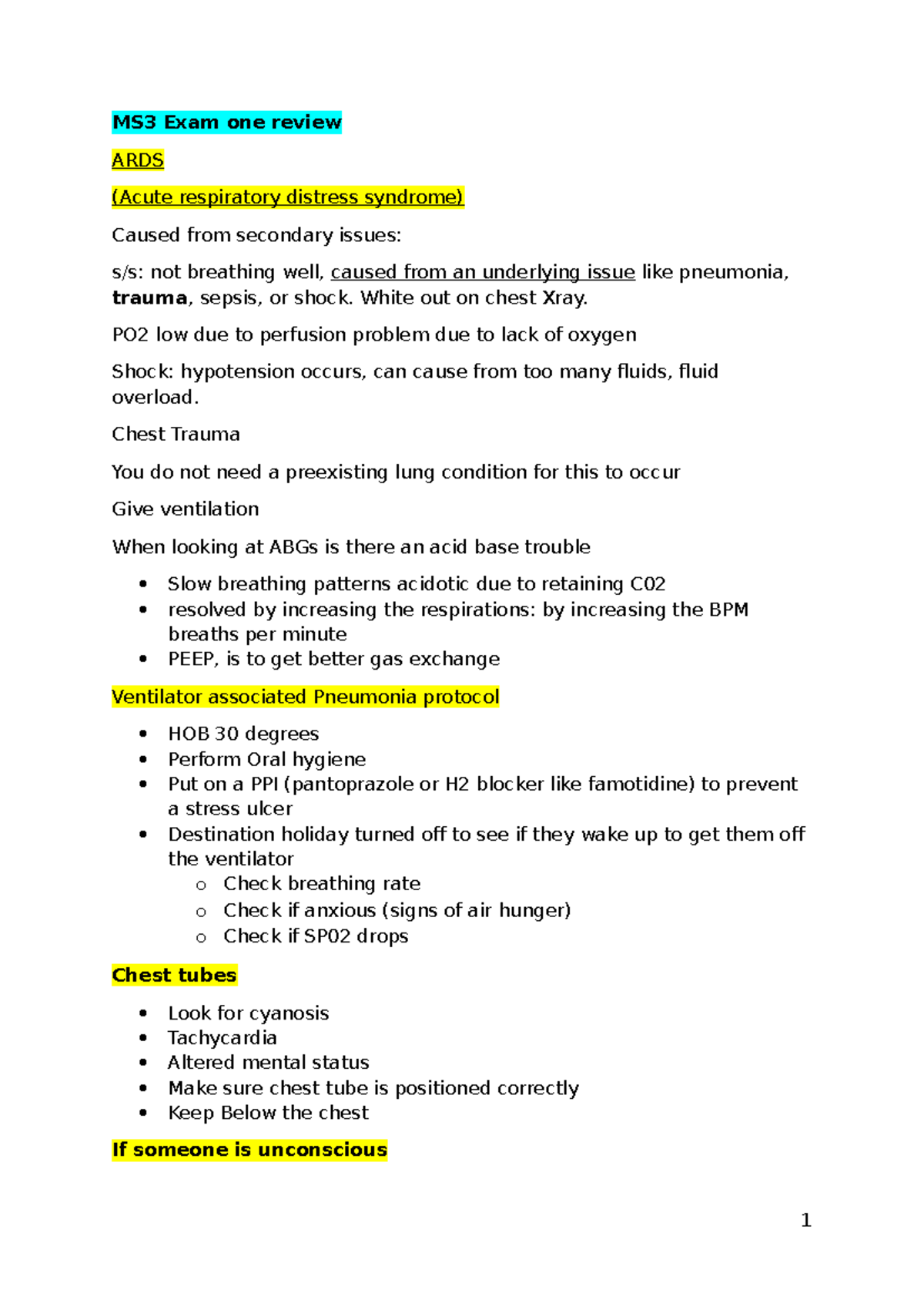 MS3 Exam 1 Review: ARDS, Ventilation, and Burn Management Insights ...