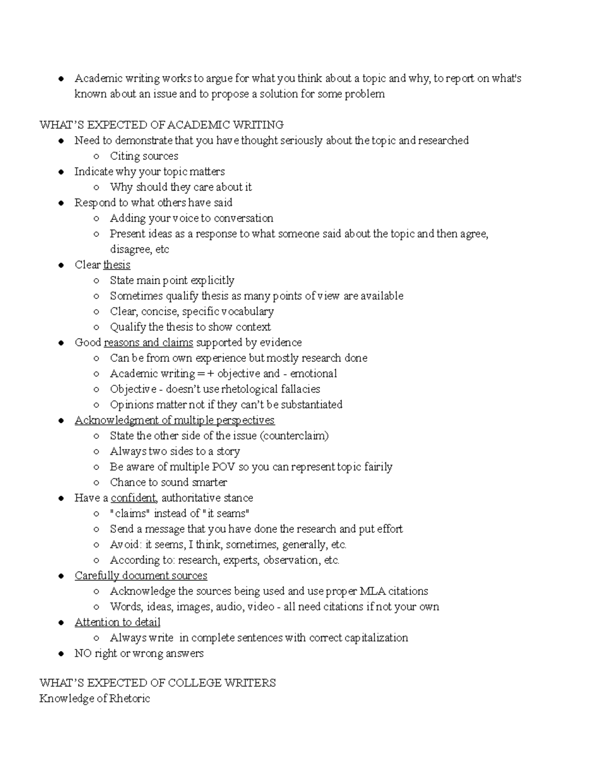 Notes: Academic Writing Guidelines (Ch 1-2) - Norton Field Guide - Studocu