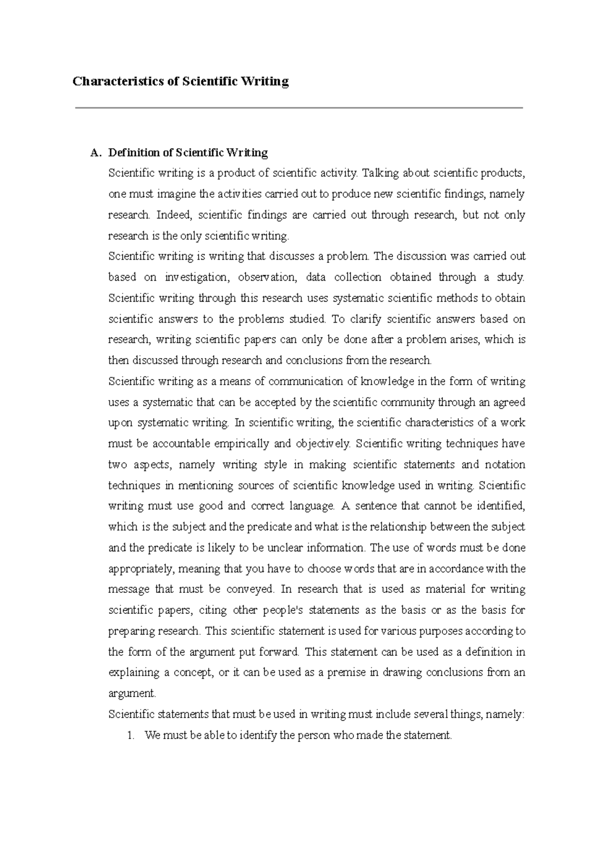Characteristics of Scientific Writing: A Comprehensive Overview - Studocu
