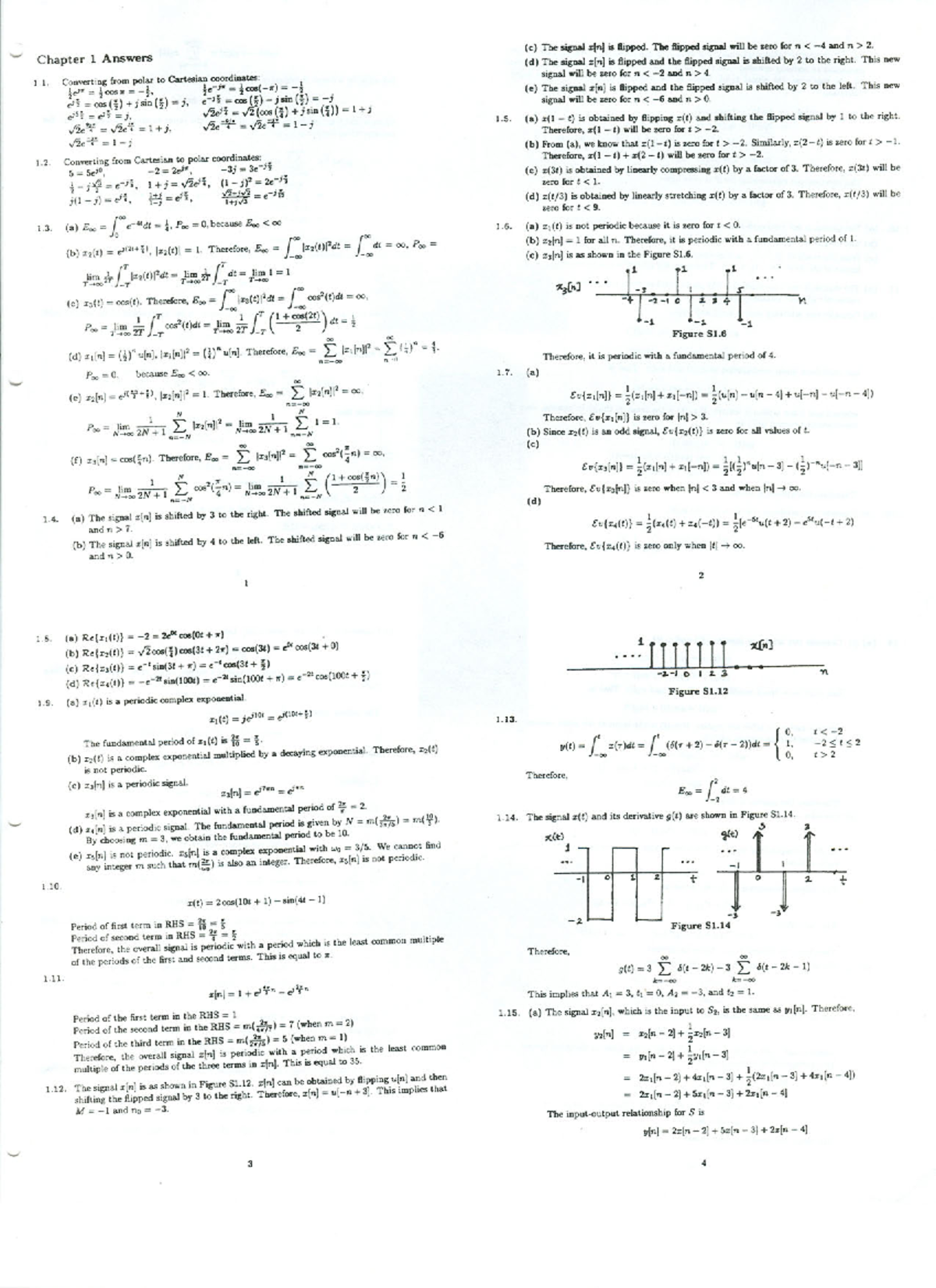 Solution Manual Signals and Systems by A-1 - Chapter 1 Answers (c) The ...