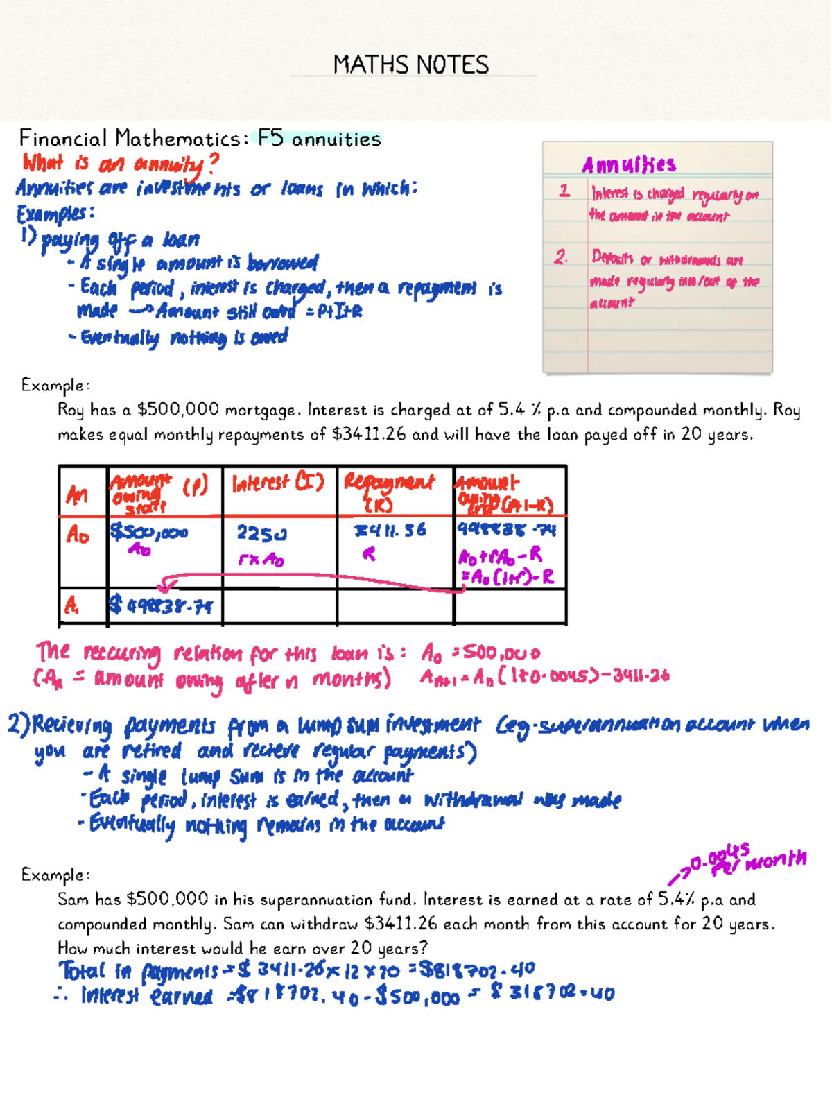MATHS NOTES: Financial Mathematics F5 - Understanding Annuities - Studocu