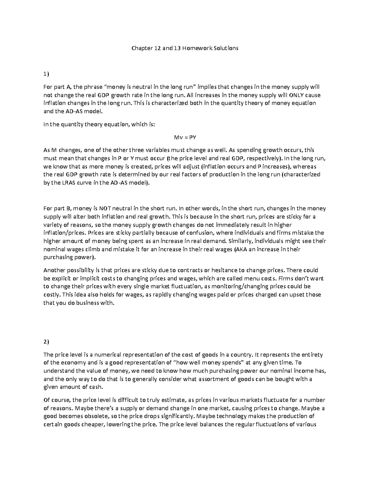 Chapter 12 and 13 Homework Solutions - Chapter 12 and 13 Homework ...