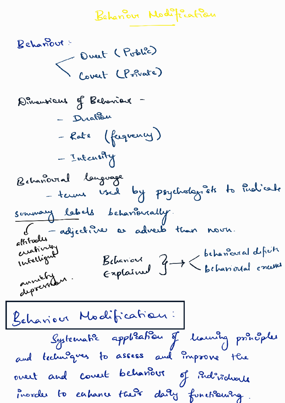 BM 251217: Class Notes on Behavior Modification Techniques and ...