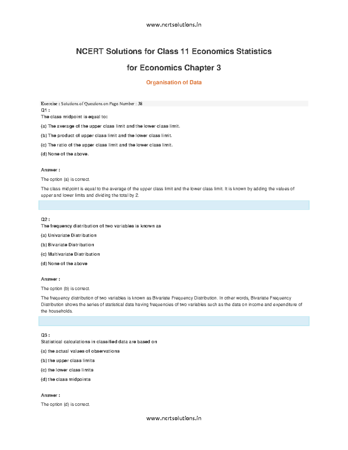 NCERT Solutions for Class 11 Economics: Statistics Chapter 3 ...