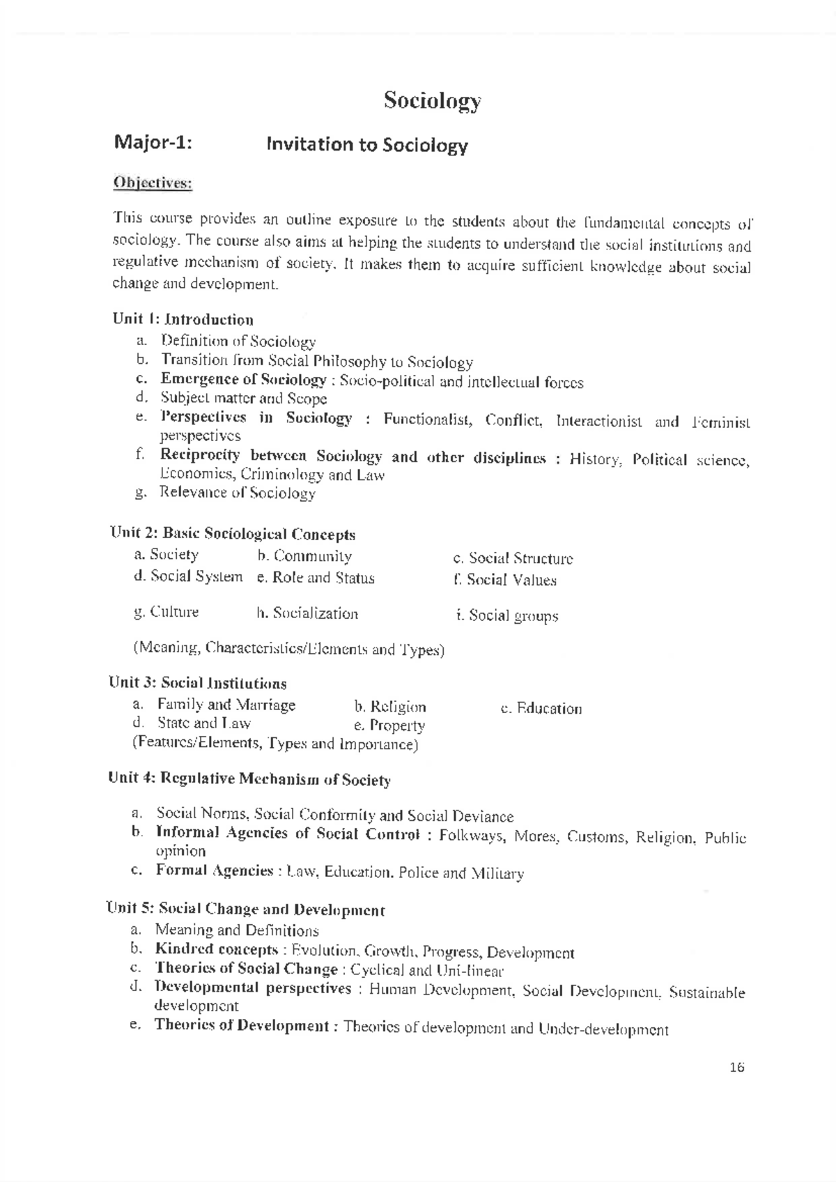 Sociology 101: Invitation to Sociology Course Objectives and Outline ...