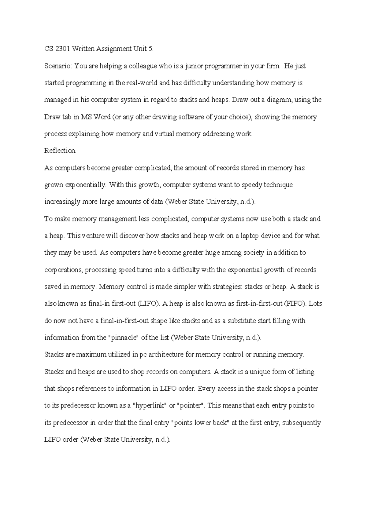 CS 2301 Written Assignment Unit 5. doc - CS 2301 Written Assignment ...