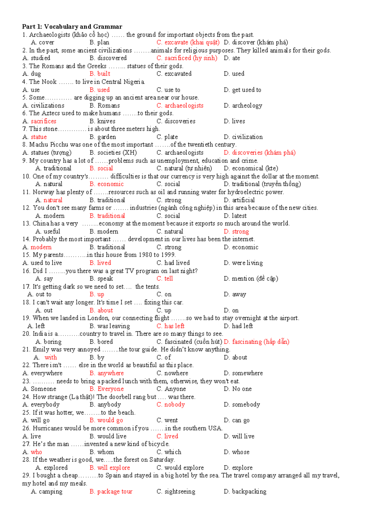 Vocabulary and grammar answers for AV2 MN reference - Studocu