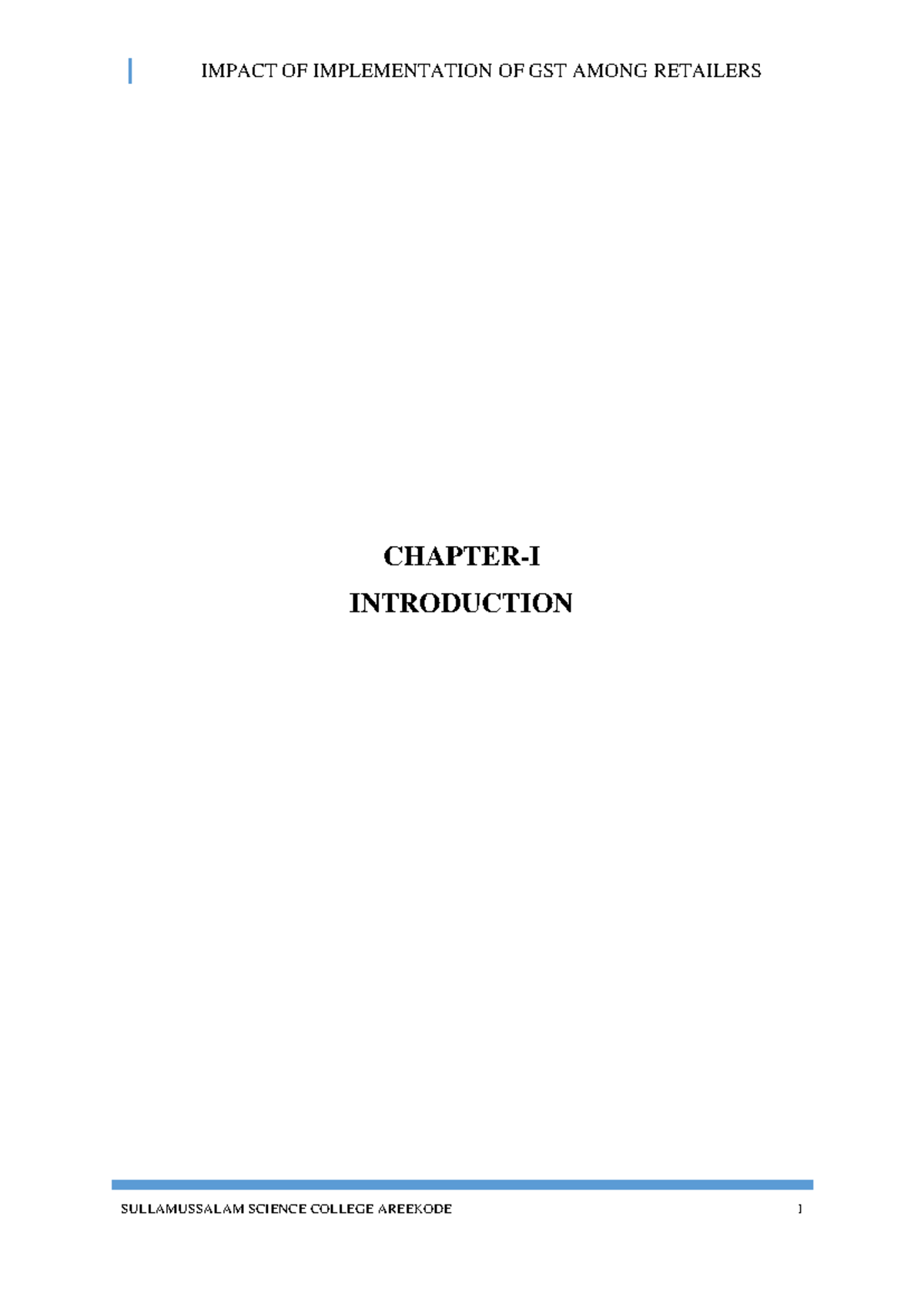 Impact of GST Implementation on Retailers: A Study of Nilambur Taluk - Document Preview