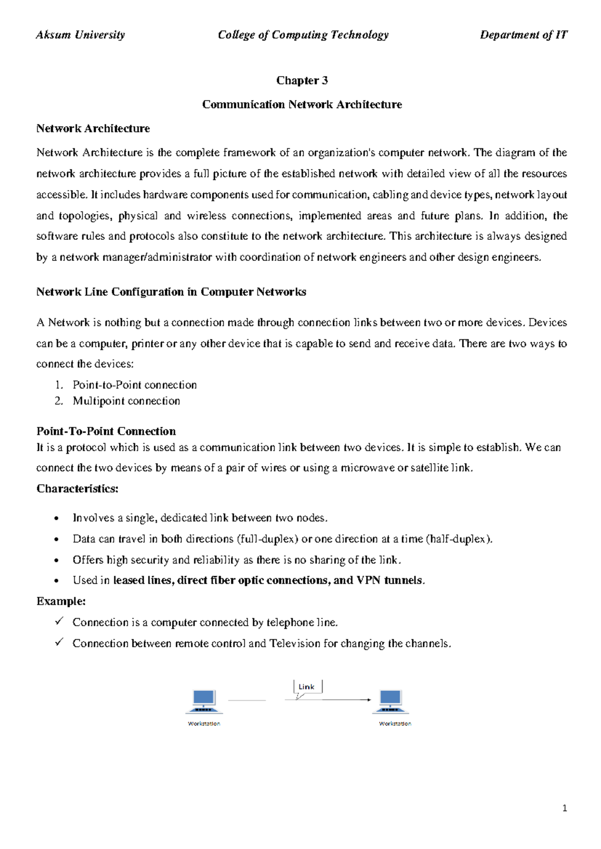 Aksum University IT Dept: Chapter 3 - Comm Network Architecture ...