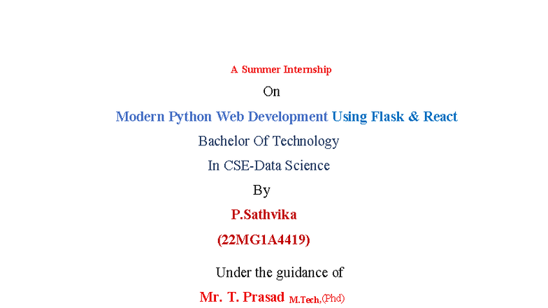 B.Tech Internship Report: Modern Python Web Dev with Flask & React ...