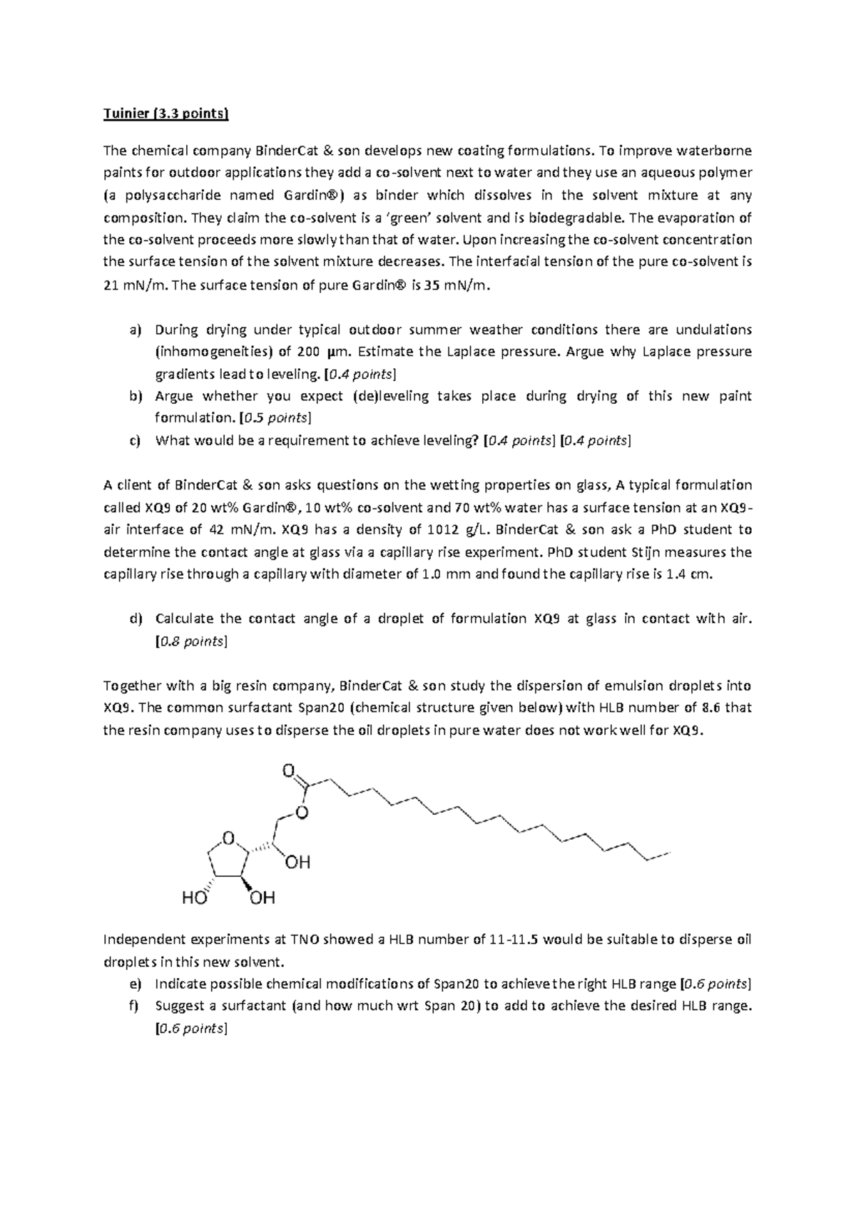 6EMA52 Old Exam: Coating Science - BinderCat Paint Formulation Analysis ...
