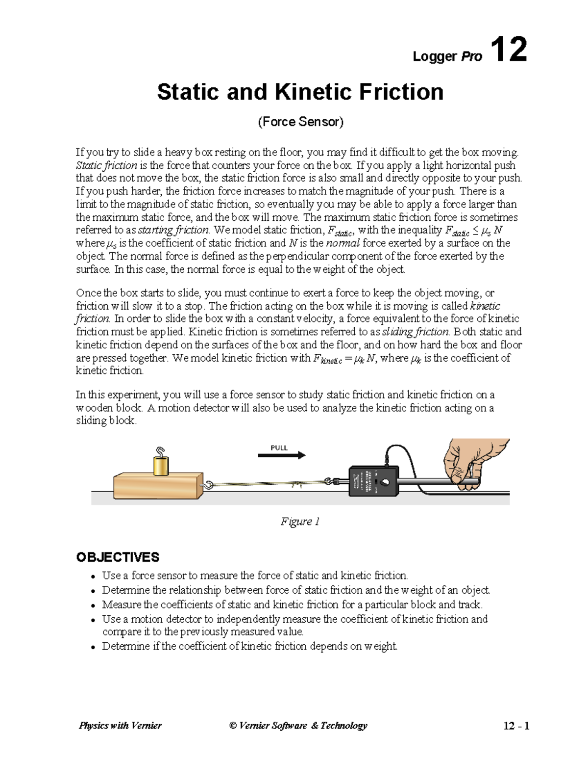 PWV 12 Static and Kinetic Friction Experiment with Force Sensor - Studocu