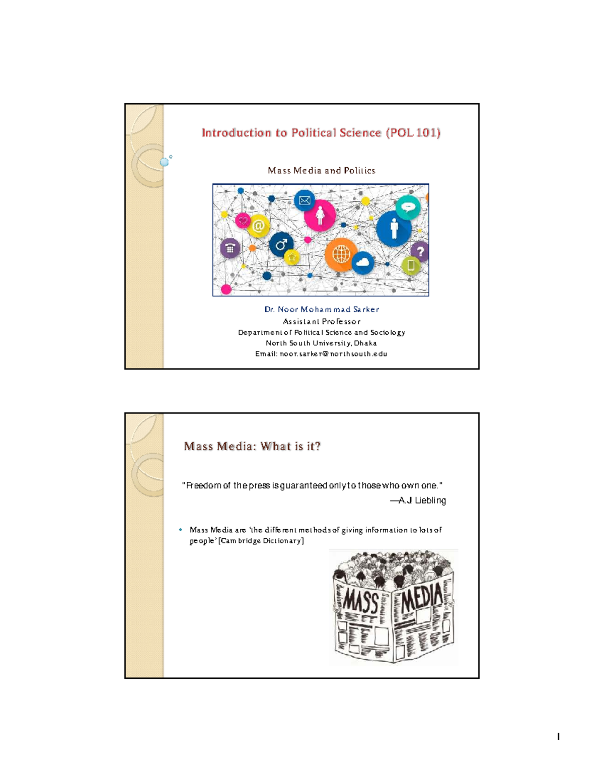 NOS POL 101: Mass Media and Its Role in Politics - Studocu