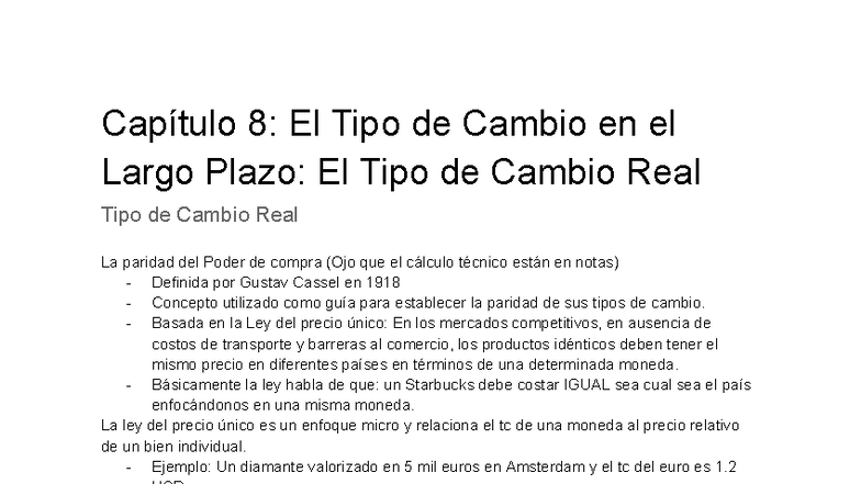 Capítulo 8: Resumen sobre el Tipo de Cambio Real y su Paridad (Ch 8 ...