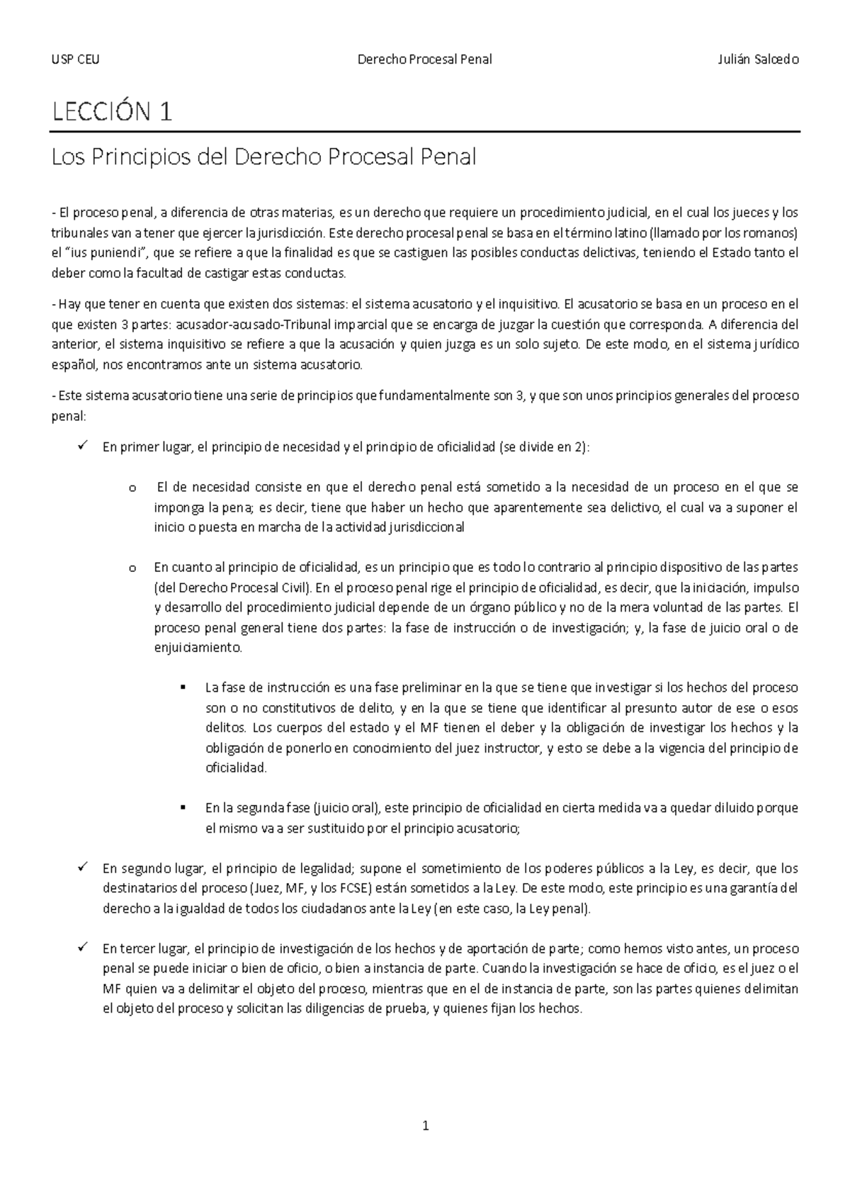 Lección 1 y 2: Fundamentos del Derecho Procesal Penal (Procesal Penal ...
